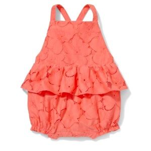 Janie and Jack Baby Girl Peplum Tangerine Romper